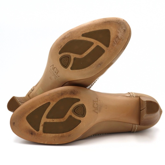 AGL Attilio Giusti Leombruni Patent Leather Pumps Beige EU 40 Office Heels - Picture 8 of 12